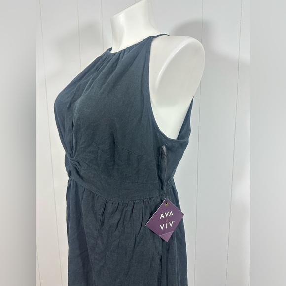 NWT Ava & Viv Women's Halter Neck A-Line Linen Black Dress Size XXL - Picture 8 of 15